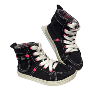 Roxy Girls Black High-Top Sneakers with Pink Accents & Side Pocket Sz 6
